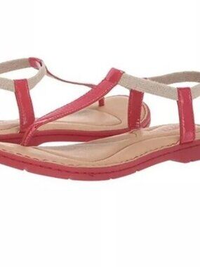 Born Women's Trinity Sizzling Red Patent Leather Thong Slingback Padded Sandals